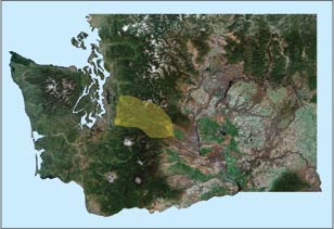 map of the interstate ninety corridor through the cascade mountains in washington state